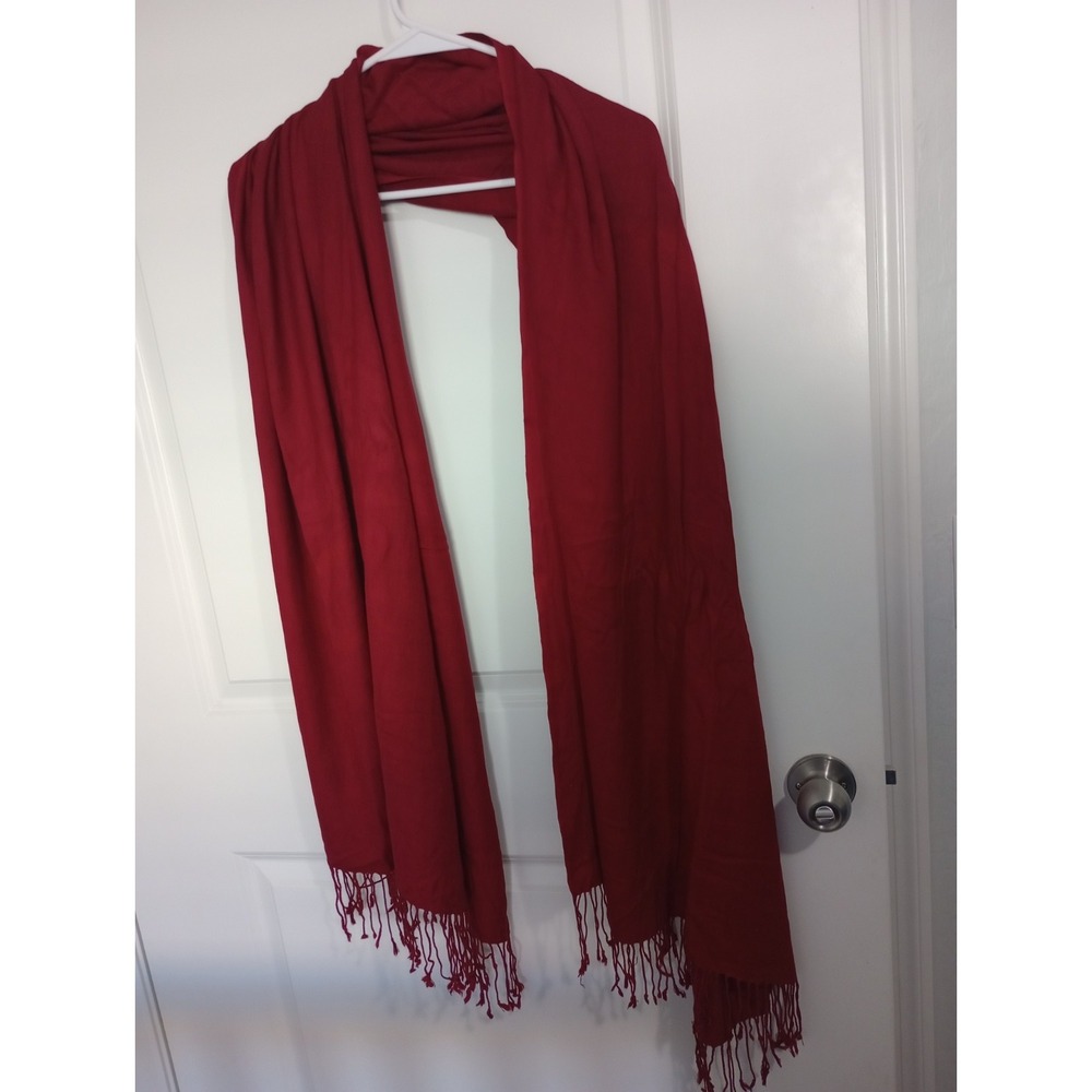 Exotic Shawls Red Viscose Scarf Shawl 32x72 Fringe‎ Lightweight Wrap